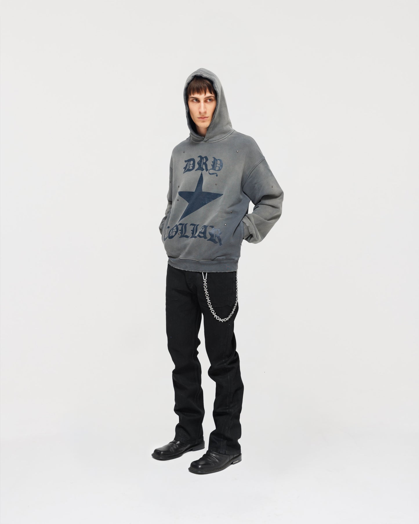 Dry Collar Studded Hoodie