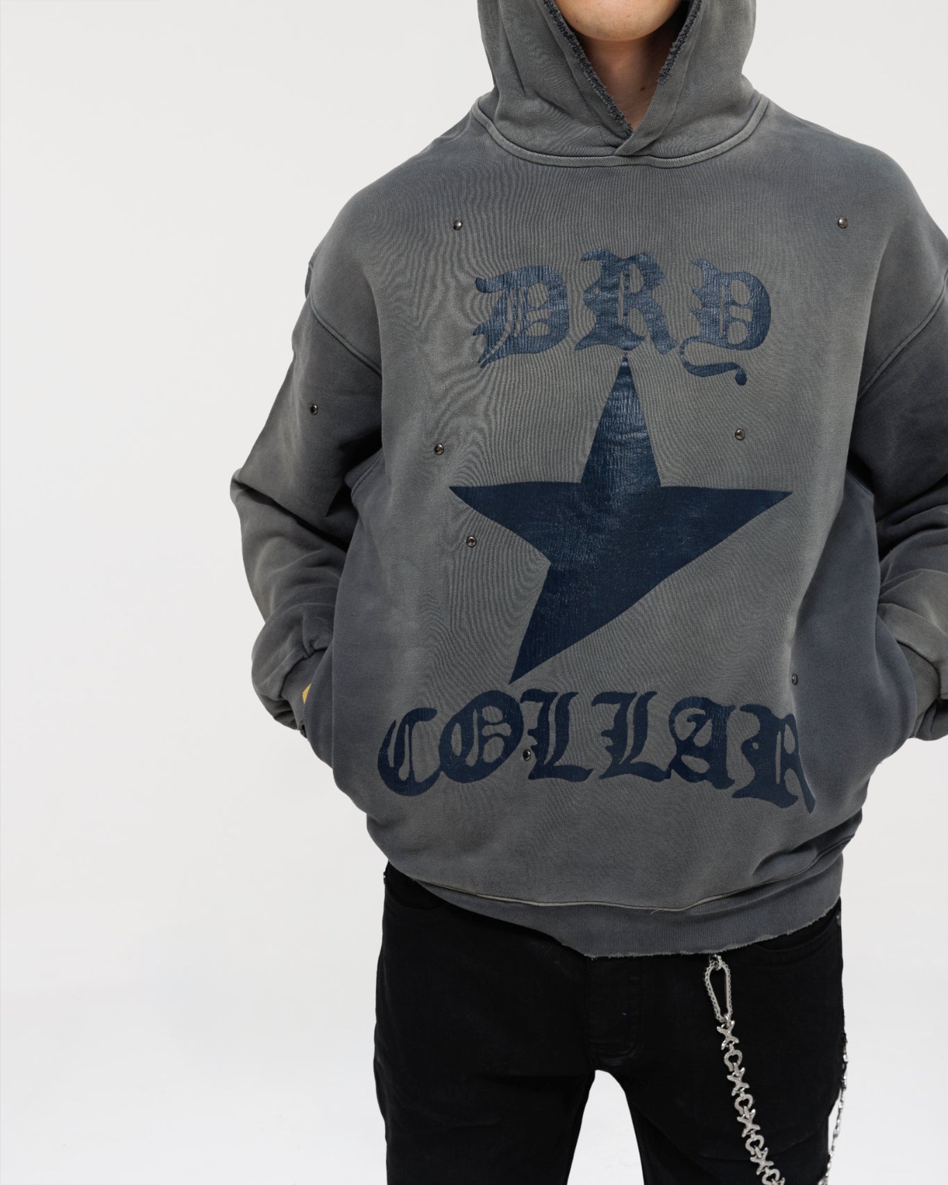 Dry Collar Studded Hoodie